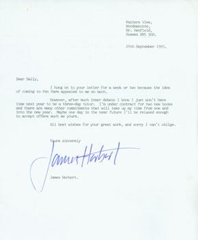 TLS James Herbert to Sally, 24th September, 1993.
