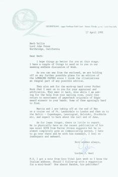 Seller image for Typed letter signed, Gordon J. Weel to Herb Yellin, April 17, 1991. for sale by Wittenborn Art Books