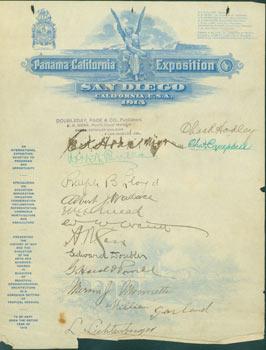 Seller image for Panama-California Exposition, San Diego, California, 1915. Official Letterhead Signed by dignitaries and important citizens. for sale by Wittenborn Art Books