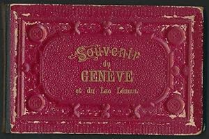 Leporello-Album Geneve, mit 24 Lithographie-Ansichten, Theater, Rue Du Mont-Blanc, Lac-Nyon, Veve...