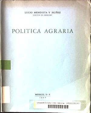 Imagen del vendedor de Politica Agraria a la venta por books4less (Versandantiquariat Petra Gros GmbH & Co. KG)