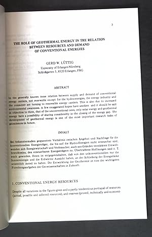 Bild des Verkufers fr The role of geothermal energy in the relation between resources and demand of conventional energies; Reprint from: Geothermic, Thermal-Mineral Waters and Hydrogeology; zum Verkauf von books4less (Versandantiquariat Petra Gros GmbH & Co. KG)
