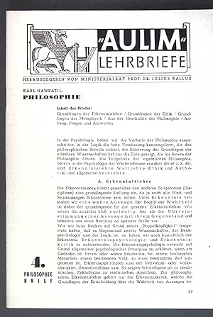 Imagen del vendedor de Philosophie: 4. Philosophie Brief; Aulim Lehrbriefe; a la venta por books4less (Versandantiquariat Petra Gros GmbH & Co. KG)