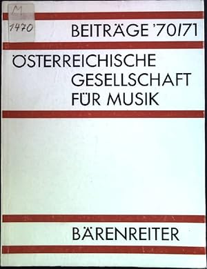 Image du vendeur pour Musikgeschichte an der Epochenwende, in: Beitrge 1970/71. sterreichische Gesellschaft fr Musik. mis en vente par books4less (Versandantiquariat Petra Gros GmbH & Co. KG)