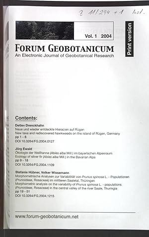 Immagine del venditore per Neue und wieder entdeckte Hieracien auf Rgen; in: Vol. 1/2004 Forum Geobotanicum - An Electronic Journal of Geobotanical Research (Print Version) venduto da books4less (Versandantiquariat Petra Gros GmbH & Co. KG)