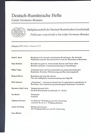 Immagine del venditore per Arbeiterproteste und Gwerkschaften im postkommunistischen Rum�nien; in: Jg. XVIII Heft 1 Deutsch-Rum�nische Hefte, Halbjahresschrift der Deutsch-Rum�nischen Gesellschaft; venduto da books4less (Versandantiquariat Petra Gros GmbH & Co. KG)