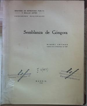 Bild des Verkufers fr Semblanza de Gngora. zum Verkauf von books4less (Versandantiquariat Petra Gros GmbH & Co. KG)