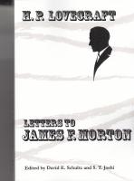 Seller image for H. P. Lovecraft: Letters To James F. Morton for sale by COLD TONNAGE BOOKS