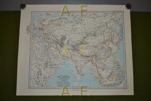 Imagen del vendedor de Asien, Europa & Nordost-Afrika, Stieler's Hand-Atlas No. 58, 1 : 30.000.000 (ca. 48 x 39 cm) a la venta por Antiquarische Fundgrube e.U.