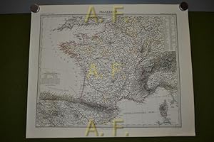 Imagen del vendedor de Frankreich, Stieler's Hand-Atlas No. 33, 1 : 3.700.000 (ca. 48 x 39 cm) a la venta por Antiquarische Fundgrube e.U.