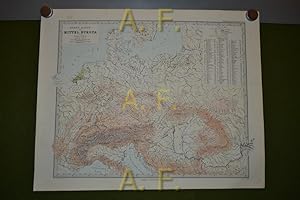 Image du vendeur pour Hhen-Karte von Mittel-Europa, Stieler's Hand-Atlas No. 16, 1 : 5.000.000 (ca. 48 x 39 cm) mis en vente par Antiquarische Fundgrube e.U.