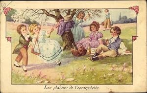 Künstler Ansichtskarte / Postkarte Les plaisirs de l'escarpolette, Mädchen auf einer Schaukel, Pi...