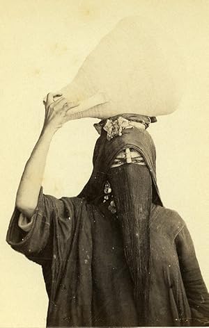Algeria Alger? Woman Water Carrier Costume Fashion Niqab Old CDV Photo 1870