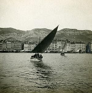 Seller image for France Toulon Harbor Panorama Sailboat Old Stereoview Photo SIP 1900 for sale by Bits of Our Past Ltd