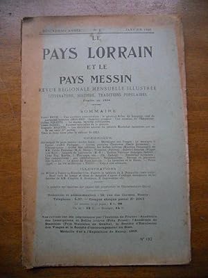 Imagen del vendedor de Le Pays Lorrain et le pays Messin - Revue regionale mensuelle illustree - 15e annee numero 1 avril 1923 (n 192) a la venta por Frederic Delbos