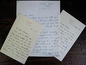 Three autograph letters to Terence Tiller, 1957-64