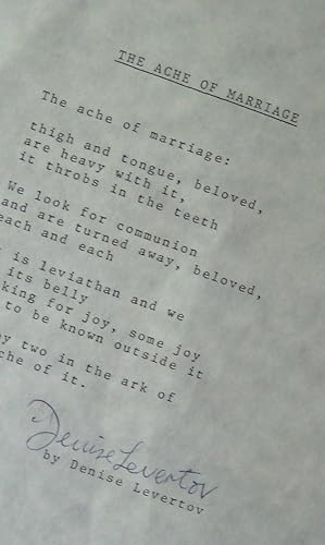 "The Ache of Marriage" - typed poem signed, undated