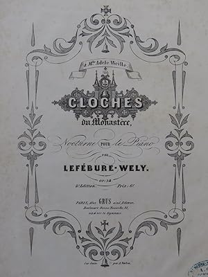 Image du vendeur pour LEFBURE-WLY Les Cloches du Monastre Piano XIXe mis en vente par partitions-anciennes