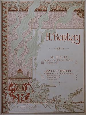 Seller image for BEMBERG H. Souvenir Chant Piano 1896 for sale by partitions-anciennes