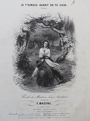 Immagine del venditore per MASINI Francesco Je t'aimais avant de te voir Chant Piano ca1840 venduto da partitions-anciennes