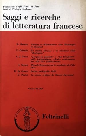 Image du vendeur pour SAGGI E RICERCHE DI LETTERATURA FRANCESE. (VOLUME 3 III) mis en vente par CivicoNet, Libreria Virtuale