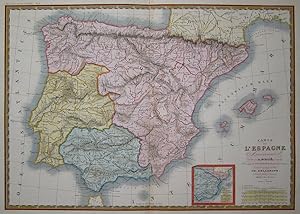 Bild des Verkufers fr Carte de L'Espagne Ancienne par A. Bru zum Verkauf von Kunstantiquariat Andreas Senger