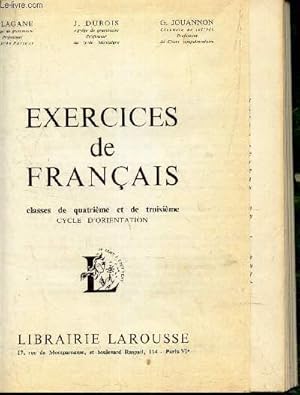 Image du vendeur pour EXERCICES DE FRANCAIS - Classes de quatreme et de troisieme - CYCLE D'ORIENTATION. mis en vente par Le-Livre