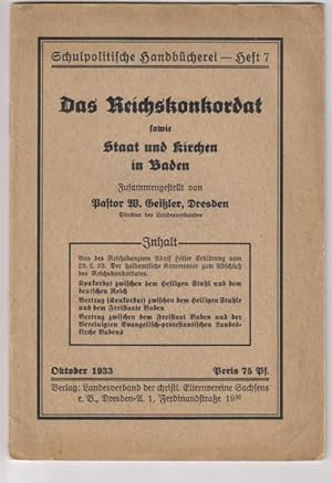 Das Reichskonkordat sowie Staat und Kirchen in Baden; Schulpolitische Handbücherei Heft 7