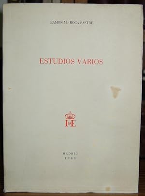 Image du vendeur pour ESTUDIOS VARIOS mis en vente par Fbula Libros (Librera Jimnez-Bravo)