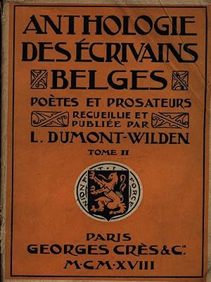 Bild des Verkufers fr Anthologie des ecrivains belges tome II zum Verkauf von Librodifaccia
