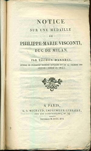 Notice sur une Médaille de Philippe - Marie - Visconti Duc de MILAN