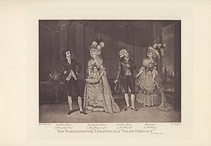 Seller image for The Marlborough Theatricals "False Delicacy". Photogravur von 1905. Lord Henry Spencer, Lady Elizabeth Spencer, Lord John Spencer, Miss Pashall Feinpapier, mech. geschöpft, Blattgrösse: 18,7 x 27,2 cm , graviert von J. Jones, aus "Angelo's Pic Nic" with twenty-four illustrations from contemporary drawings and prints in the collection of Joseph Grego (London: Kegan Paul, Trench, Trübner & Co. Ltd.) 1905 for sale by ANTIQUARIAT Franke BRUDDENBOOKS