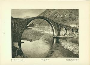 Bild des Verkufers fr Kupfertiefdruck : Ponte del Diavolo bei Lucca - Trafoier Tal - Ortlergruppe Landschaftsansichten. zum Verkauf von Bcher bei den 7 Bergen