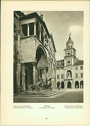 Bild des Verkufers fr Kupfertiefdruck : Modena - Dom, Palazzo della Ragione - In Comacchio Stadtansichten. zum Verkauf von Bcher bei den 7 Bergen