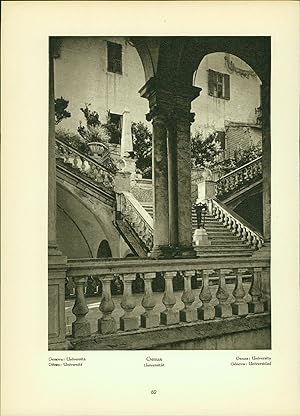 Bild des Verkufers fr Kupfertiefdruck : Genua - Universitt - Ferrara - Castello. Stadtansichten. zum Verkauf von Bcher bei den 7 Bergen