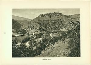 Bild des Verkufers fr Kupfertiefdruck : Cerreto di Spoleto - Turanotal - Italien Landschaftsansichten. zum Verkauf von Bcher bei den 7 Bergen