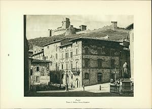 Bild des Verkufers fr Kupfertiefdruck : Assisi - Piazza S. Rufino, Rocca Maggiore - Italien Stadtansichten. zum Verkauf von Bcher bei den 7 Bergen