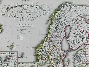 Scandinavia Poland Europe during Reformation Protestantism c1850 old Spruner map