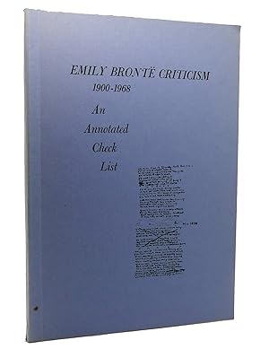 Seller image for EMILY BRONTE CRITICISM, 1900-1968 An annotated check list for sale by Rare Book Cellar