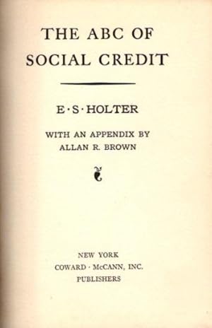 Seller image for THE ABC OF SOCIAL CREDIT for sale by By The Way Books