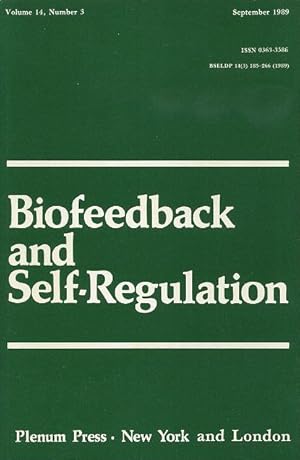 Seller image for BIOFEEDBACK AND SELF-REGULATION: VOLUME 14, NUMBER 3, SEPTEMBER 1989 for sale by By The Way Books