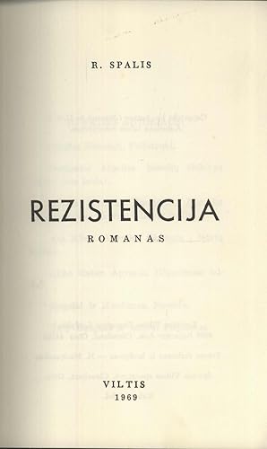 Bild des Verkufers fr Rezistencija: Romanas zum Verkauf von Masalai Press