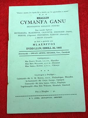 Rhaglen Cymanfa Ganu. 1965. Bedyddwyr Gogledd Penfro. Dan Nawdd Eglwysi Bethabara, Blaenffos, Cil...