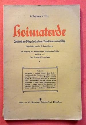 Heimaterde 4. Jg. 1926 (Zeitschrift zur Pflege des schönen Schrifttums in der Pfalz, i.A. des Lit...
