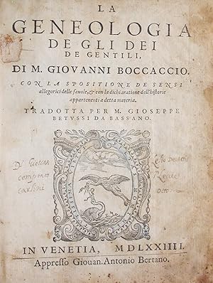 La genealogia de gli dei de gentili. Con la spositione de sensi allegorici delle favole, et con l...