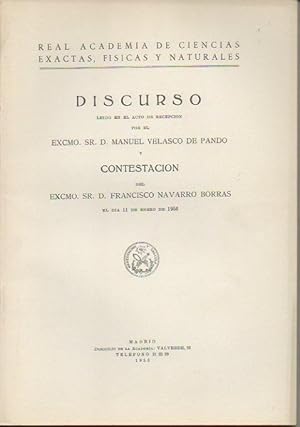 Imagen del vendedor de DISCURSO LEIDO ANTE LA REAL ACADEMIA DE CIENCIAS EXACTAS, FISICAS Y NATURALES EN EL ACTO DE SU SU RECEPCION EL DIA 11 DE ENERO DE 1956. a la venta por Librera Javier Fernndez