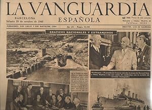 Imagen del vendedor de LA VANGUARDIA ESPAOLA. AO LXI. NUMERO 24.688. SABADO 20 DE OCTUBRE DE 1945. a la venta por Librera Javier Fernndez