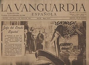 Imagen del vendedor de LA VANGUARDIA ESPAOLA. AO LXI. NUMERO 24.671. DOMINGO 30 DE SEPTIEMBRE DE 1945. a la venta por Librera Javier Fernndez