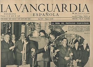 Imagen del vendedor de LA VANGUARDIA ESPAOLA. AO LXIV. NUMERO 25.459. VIERNES 16 DE ABRIL DE 1948. a la venta por Librera Javier Fernndez