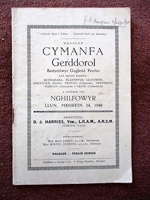 Rhaglen Cymanfa Gerddorol. 1948. Bedyddwyr Gogledd Penfro. Dan Nawdd Eglwysi Bethabara, Blaenffos...